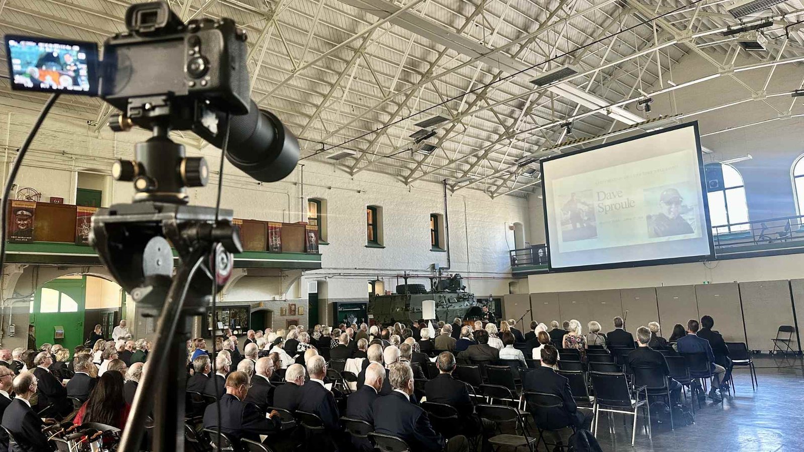 Multi-camera setup and projector for a celebration of life